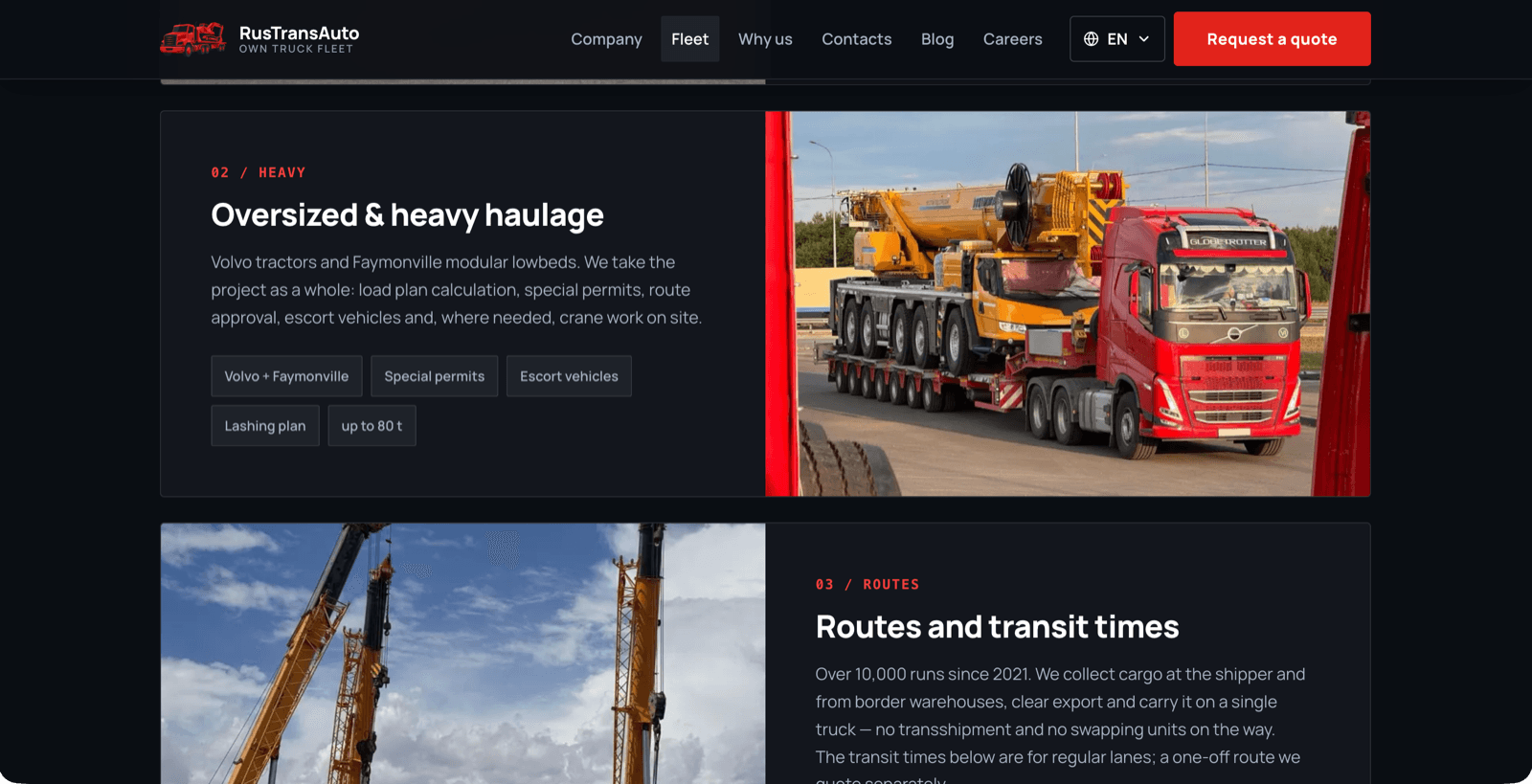 RusTransAvto — Static Multilingual Freight Carrier Website screenshot 2 of 2