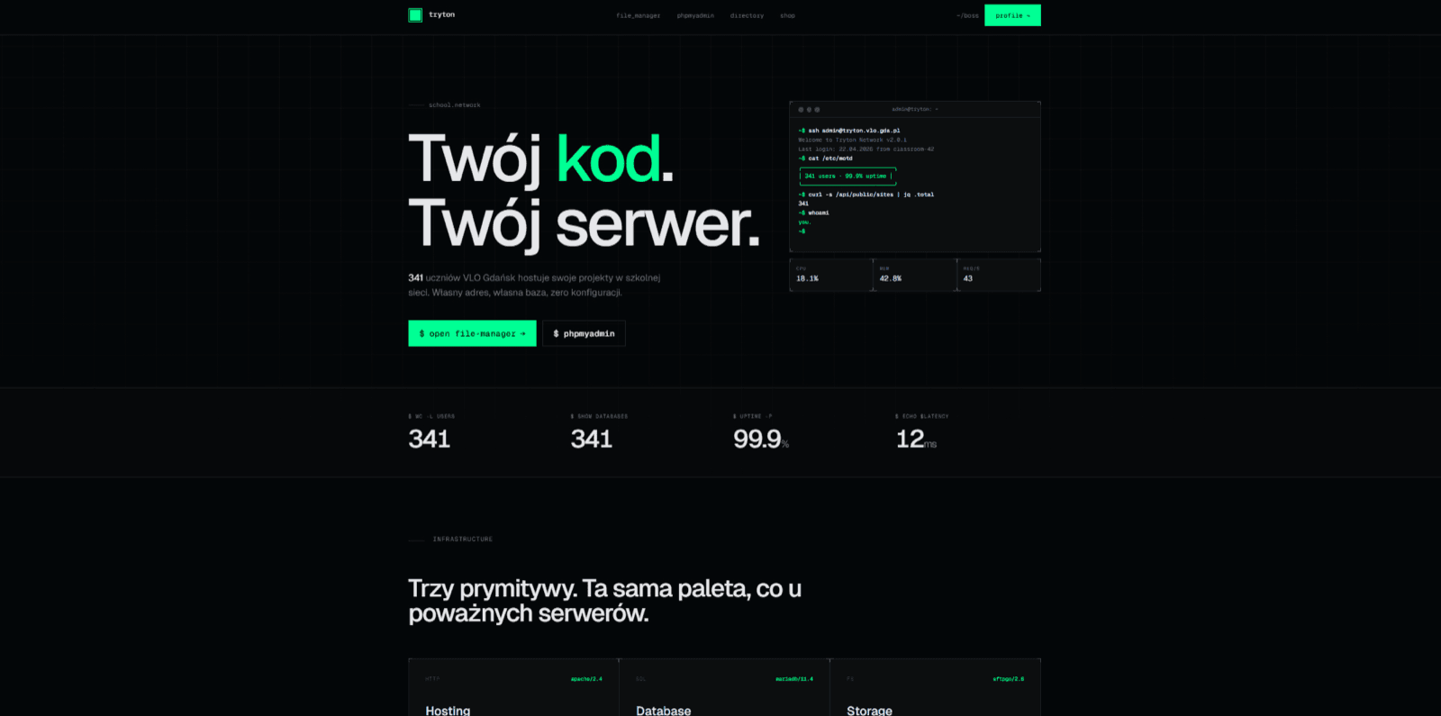 Tryton — School Hosting Platform screenshot 1 of 2
